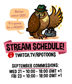 rpgtoons:  I’ll be streaming those RPG TOONS commission slots