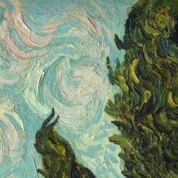 lonequixote:  Cypresses (detail) ~ Vincent van Gogh 