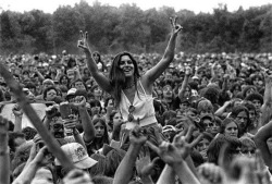 lostinhistorypics: All About Peace: A girl makes hand signs at