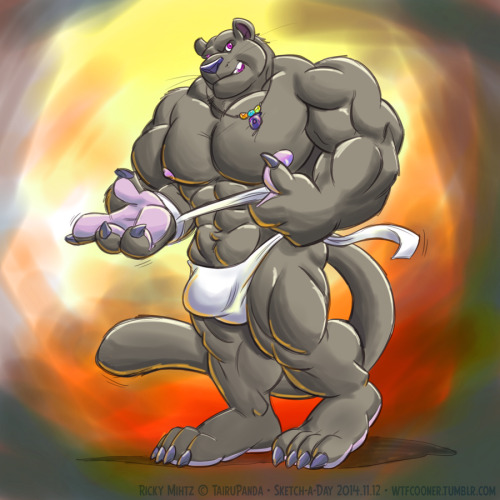 wtfcooner:  Day three of Sketch-A-Day … I loved the design when tulerarts started posting sketches of his panther Ricky Mintz, and even more loved the finished piece he posted today. So I thought I’d give it a go, complete with a cheap ripped-off