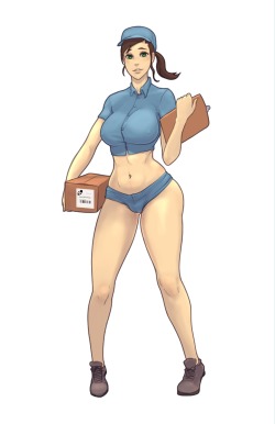 Heres the delivery girl I drew for the Care Package post. Guess