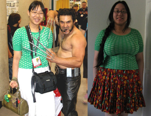 from-thin-to-fat:  Another pic of my non-intentional-but-much-appreciated weight gain.  “Before” pic was taken at Comic Con in San Diego, 2007.  And yes, it’s the same shirt—-a very stretchy size medium! Stats (I’m 5’7” tall):~Before~Age: