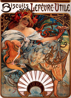 artist-mucha:  Biscuits Lefevre Utile, 1896, Alphonse MuchaSize: