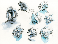gracekraft:  Watercolor concept sketches for a scene with my