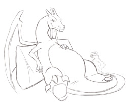 A reclining Charizard