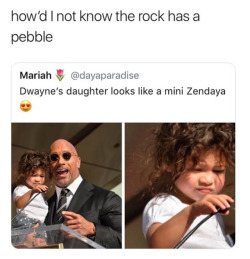 beyoncescock:  SHES SO CUTE AND SO IS THE ROCK I WANT HIM TO