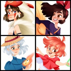 The Four Ghibli Ladies part of my 130 Ladies Project!! Love Studio