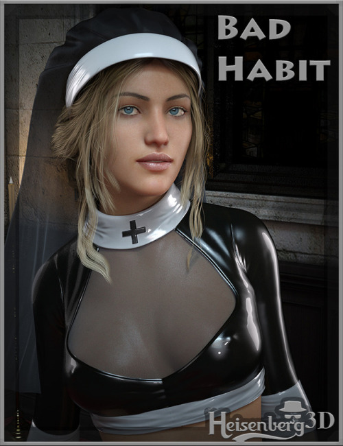  You’ll be ready to confess your darkest sins with this naughty nun costume.  Bad Habit for Genesis 8 Female(s) includes a top, skirt, stockings,  shoes and veil.  Included are a variety of poses perfect for all kinds  of indecent posing.  Compatibl