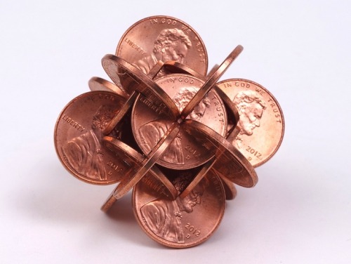 edwardspoonhands:  wonderfulmustacios:  taktophoto:  Interlocked Coins Form Complex Geometric Sculptures  is that even fucking legal  WANT! 