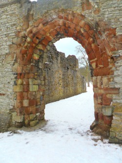 vwcampervan-aldridge:  Archway in the snow at the ruins of Dudley