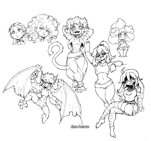 dan-heron: Some quick doodles. A monkey girl, Alcremie, Leaf