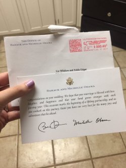 huffpost:  Yep, the Obamas still respond to wedding invites from