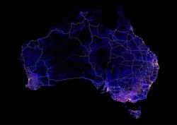 mapsontheweb:  Australia mapped only by dirt tracks, roads and