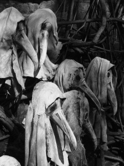sixpenceee:  Masks worn by doctors during the Plague. The beaks