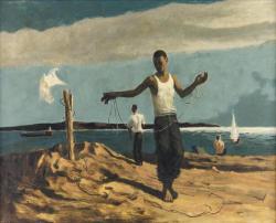 peira:Hughie Lee-Smith:  Untitled or Youths on a Lakeshore (1952)