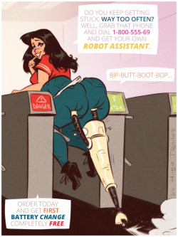 hugotendaz:   Robot Assistant - Cartoon PinUp Sketch Commission