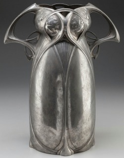 songesoleil:  Austrian art nouveau Pewter vase.c.1905. 36.8 cm.