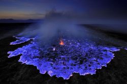 congenitaldisease:  This volcano in Indonesia produces blue lava.