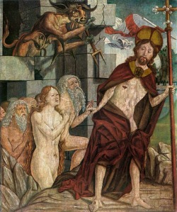 tormented-spirituality:  Christ in Limbo 1460s by Friedrich Pacher