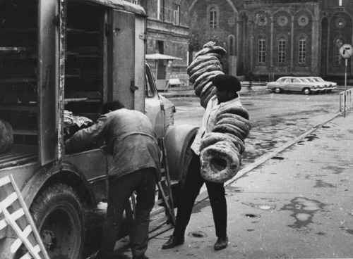 henk-heijmans:  Unloading a bread van in Armenia, ca. 1960 -