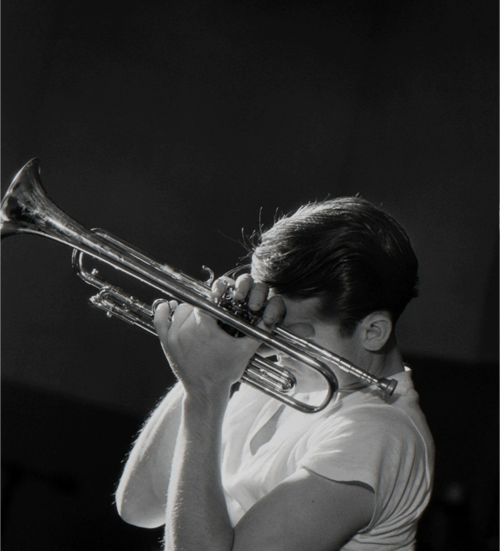 kafkasapartment:  Chet Baker, NYC, 1956. Herman Leonard. Silver