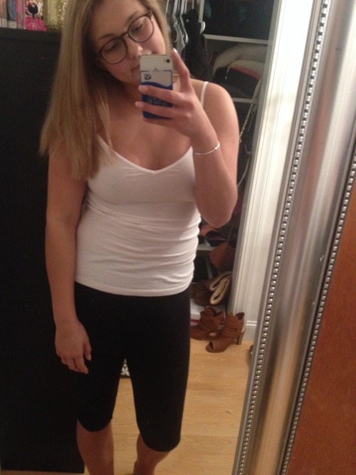 xo-yourwonderwall:Something vaguely satisfying about wearing a white tank top with no bra Also just basically ordered a new wardrobe becuz freshman 15 and I figured Iâ€™d rather have clothes that fit now and loose the weight eventually instead of trying