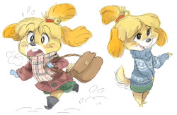 heffysdoodles:  Some wintry warm-ups with Isabelle! 