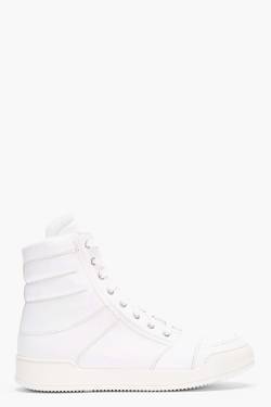 wantering-sneakers:  White Leather Zippered high-Top SneakersHeart