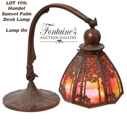 blondebrainpower: Handel  Sunset Palm Desk Lamp. 6 inch shade