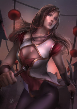 sexybossbabes:  Warring Kingdoms Katarina by AivaBluefollow AivaBlue: http://aivablue.deviantart.com/ &lt;â€” great artworks and moreif you want to support his patreon: https://www.patreon.com/aivablue[ all rights refer to AivaBlue ! / This is no paid