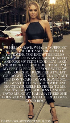 Model caption requests: “Goddess Candice demands you leave