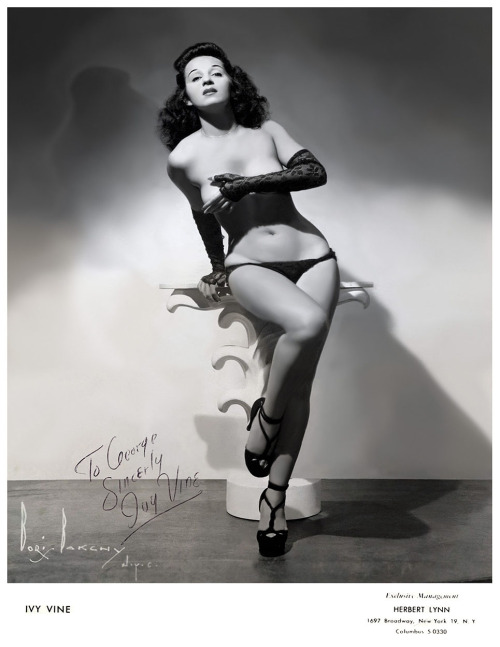 Ivy VineAn early promotional photo, signed: “To George –  Sincerely,  Ivy Vine”..