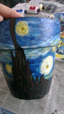 dela-cruz:  painted the starry night on a terracotta pot. i can’t