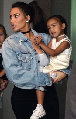 wanna-be-kardashian:  April 24th, 2016 - Kim and North out in