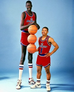 Manute Bol (2,31 m) & Muggsy Bogues (1,59 m).