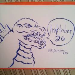 Weird looking Godzilla for Inktober.   #inktober #ink #drawing