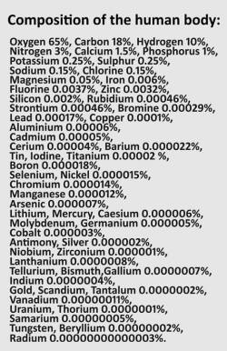 sixpenceee:  The ingredient list for the human body.  