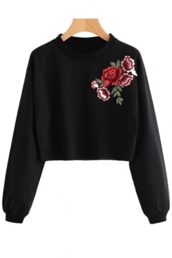 eeuagain: Trendy sweatshirts and hoodies  Floral Embroidered