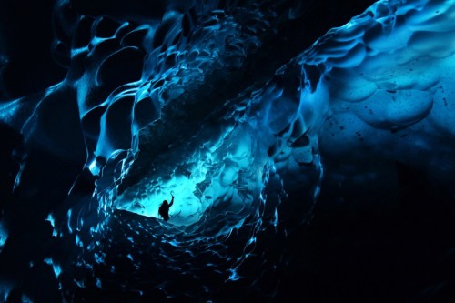 “The cave you fear to enter holds the treasure you seek.” ~ Joseph Campbell (climber entering an ice cave on the Perito Moreno glacier in Patagonia)