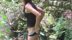 dysfunctional-amateurs:  Lydia peeing in the woods on our vaca