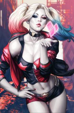 xombiedirge:  Harley Quinn #1 Variant cover by Stanley Lau /