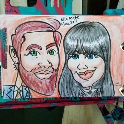 Caricature done today at Bill & Kate’s wedding.  Congratulations!