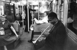 wehadfacesthen:  Donald Byrd on the A train, New York City, 1959,