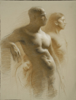 Juliette Aristides - Family - 24”x 18” -  Charcoal and sepia