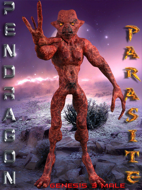 We have something else to complete your sci-fi and fantasy renders by PENDRAGON!  Parasite is a complete sci-fi/fantasy character for Genesis 3 Male, with  a unique single morph and textures, optimized for Iray render engine.  You don’t need any