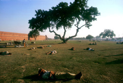 unrar:   India, Delhi, 1972. People sleeping near the Red Fort,