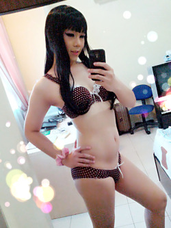 cutiemei85:   Brown Polka Dot Lingerie  Good morning, i’d