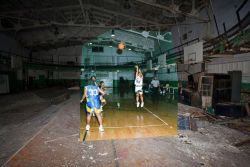 abandonedandurbex:  Abandoned school gym in Detroit - then and