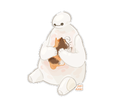 lokiroki:  Little Baymax heating up Mochi. Transparent for blogs/personal
