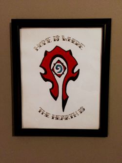 wow-images:  GF made me this tattoo flash and framed it for my